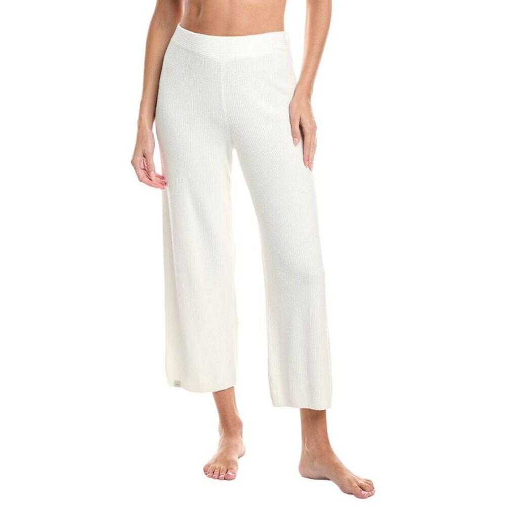 Barefoot Dreams Womens  Cozychic Ultra Lite Ribbed Slit Crop Pant, White